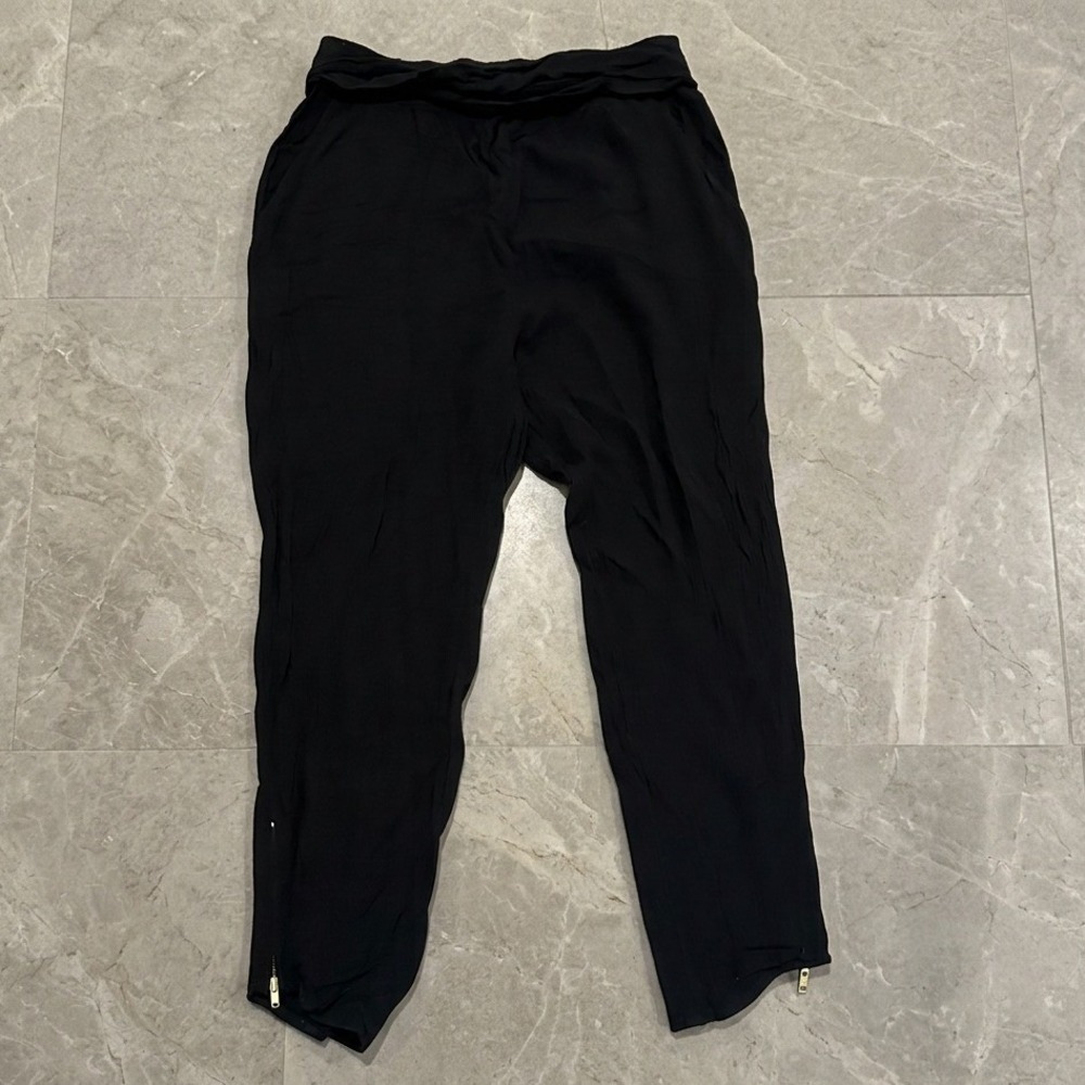 Free People Black Rayon Harem Jogger Pants Ankle Zip Small